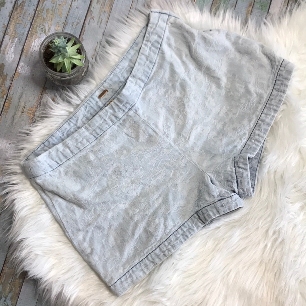 Free People Mid Rise Acid Wash Jean Shorts